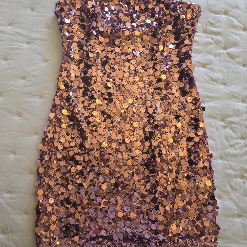 superdown Rose Pink Sequin Strapless Mini